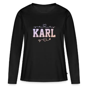 Karl - T-shirt manches longues Premium bio Femme - noir - Devant - Julia (174cm)