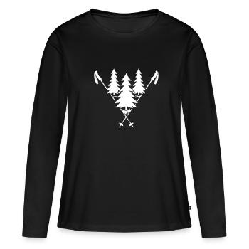 Poudreuse de ski alpin neige « Winterwonderland poudreuse » - T-shirt manches longues Premium bio Femme - noir - Devant - Julia (174cm)