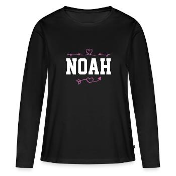 Noah - Frauen Premium Bio Langarmshirt - Schwarz - Vorne - Julia (174cm)