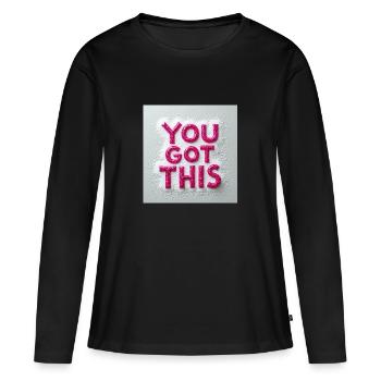 T-shirt « Be the Light » – Inspiration rayonnante - T-shirt manches longues Premium bio Femme - noir - Devant - Julia (174cm)