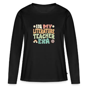 À l’époque de mon professeur de littérature - T-shirt manches longues Premium bio Femme - noir - Devant - Julia (174cm)