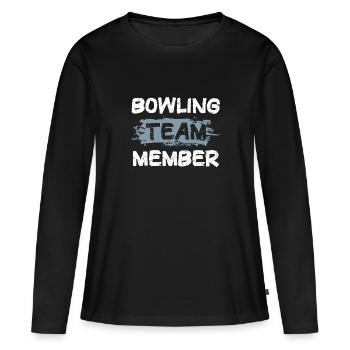 Équipe de bowling - T-shirt manches longues Premium bio Femme - noir - Devant - Julia (174cm)
