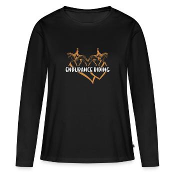 Cycliste Cœur Endurance Équitation - T-shirt manches longues Premium bio Femme - noir - Devant - Julia (174cm)