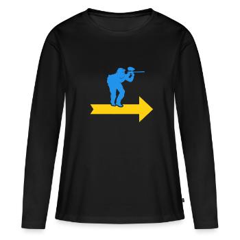 Marqueur de joueur de paintball Gotcha - T-shirt manches longues Premium bio Femme - noir - Devant - Julia (174cm)