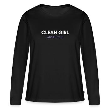 TENDANCE ESTHÉTIQUE CLEAN GIRL - T-shirt manches longues Premium bio Femme - noir - Devant - Julia (174cm)