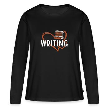 Écrivain Coeur Écriture - T-shirt manches longues Premium bio Femme - noir - Devant - Julia (174cm)