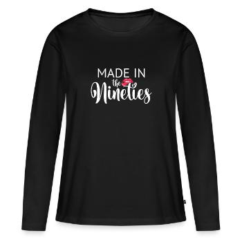 FABRIQUÉ DANS LES ANNÉES QUATRE-VINGT-DIX - T-shirt manches longues Premium bio Femme - noir - Devant - Julia (174cm)