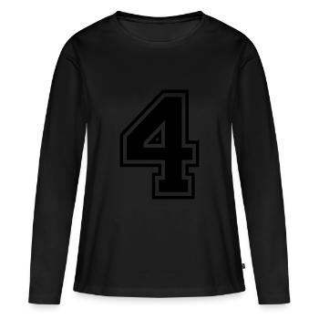 Nummer 4 - Frauen Premium Bio Langarmshirt - Schwarz - Vorne - Julia (174cm)
