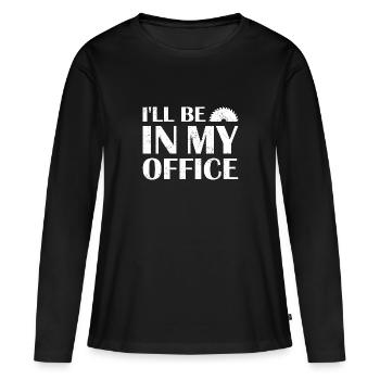 Charpentier Je serai dans mon bureau Travail du bois - T-shirt manches longues Premium bio Femme - noir - Devant - Julia (174cm)