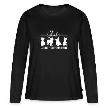 Yorkshire Terrier fidélité sur quatre pattes. - T-shirt manches longues Premium bio Femme - noir - Devant - Julia (174cm)