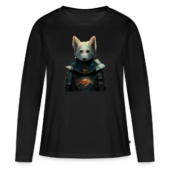 Chien en armure médiévale - T-shirt manches longues Premium bio Femme - noir - Devant - Julia (174cm)
