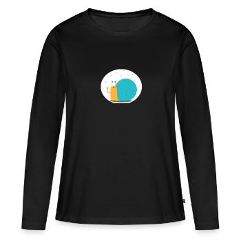 Lustige Schnecke cooles Tierchen blau gelb weiss - Frauen Premium Bio Langarmshirt - Schwarz - Vorne - Julia (174cm)