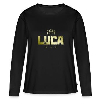 Luca - T-shirt manches longues Premium bio Femme - noir - Devant - Julia (174cm)
