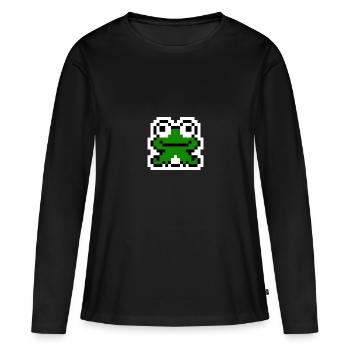 Grenouille - Pixelart - Pixel - Grenouille - T-shirt manches longues Premium bio Femme - noir - Devant - Julia (174cm)