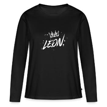 Léon - T-shirt manches longues Premium bio Femme - noir - Devant - Julia (174cm)