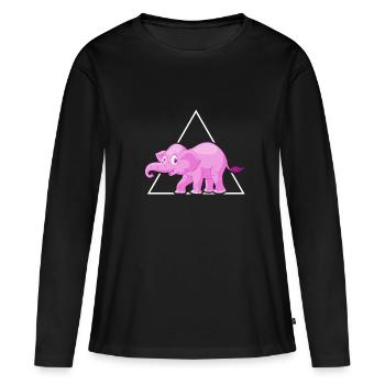 Elefanten Dickhäuter rosa Elefant im Porzelanladen - Frauen Premium Bio Langarmshirt - Schwarz - Vorne - Julia (174cm)