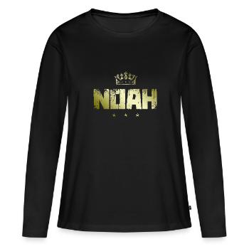 Noah - Frauen Premium Bio Langarmshirt - Schwarz - Vorne - Julia (174cm)