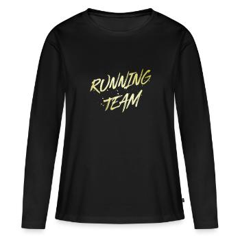 Équipe de course à pied - T-shirt manches longues Premium bio Femme - noir - Devant - Julia (174cm)