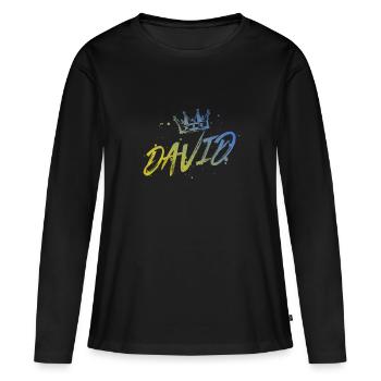 David - Frauen Premium Bio Langarmshirt - Schwarz - Vorne - Julia (174cm)