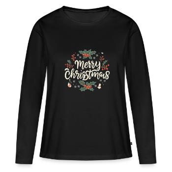 Frohe Weihnachten - Frauen Premium Bio Langarmshirt - Schwarz - Vorne - Julia (174cm)