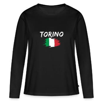 Turin, Italie, Turin - T-shirt manches longues Premium bio Femme - noir - Devant - Julia (174cm)