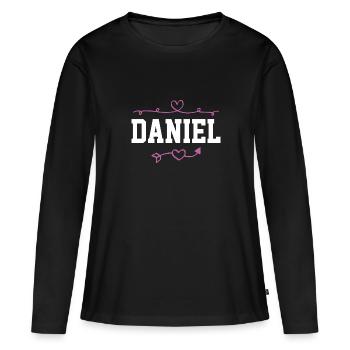 Daniel - Frauen Premium Bio Langarmshirt - Schwarz - Vorne - Julia (174cm)
