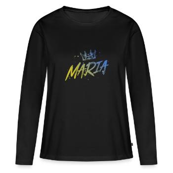 Maria - T-shirt manches longues Premium bio Femme - noir - Devant - Julia (174cm)