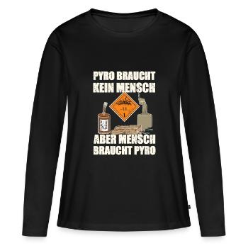 Pyro Silvester - Frauen Premium Bio Langarmshirt - Schwarz - Vorne - Julia (174cm)
