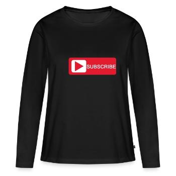 S'abonner - S'abonner - Bouton - T-shirt manches longues Premium bio Femme - noir - Devant - Julia (174cm)