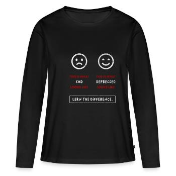 Depression - Sad vs. Depressed - Frauen Premium Bio Langarmshirt - Schwarz - Vorne - Julia (174cm)