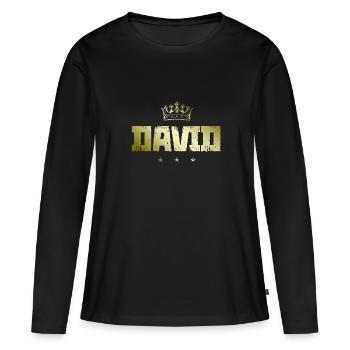 David - Frauen Premium Bio Langarmshirt - Schwarz - Vorne - Julia (174cm)