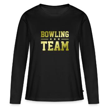 Équipe de bowling - T-shirt manches longues Premium bio Femme - noir - Devant - Julia (174cm)