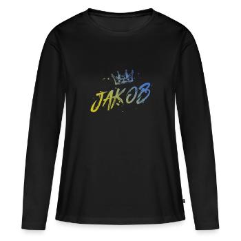 Jacob - T-shirt manches longues Premium bio Femme - noir - Devant - Julia (174cm)