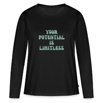 Votre potentiel est illimité - T-shirt manches longues Premium bio Femme - noir - Devant - Julia (174cm)