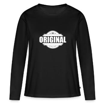 Emblème original - T-shirt manches longues Premium bio Femme - noir - Devant - Julia (174cm)
