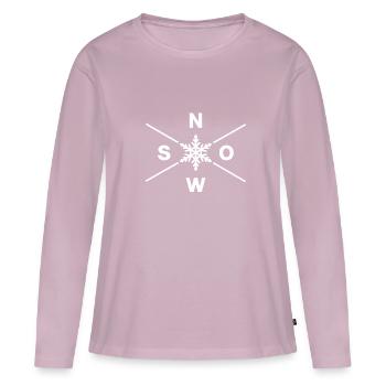 neige hiver flocon de neige poudreuse - T-shirt manches longues Premium bio Femme - rose poudré - Devant - Julia (174cm)