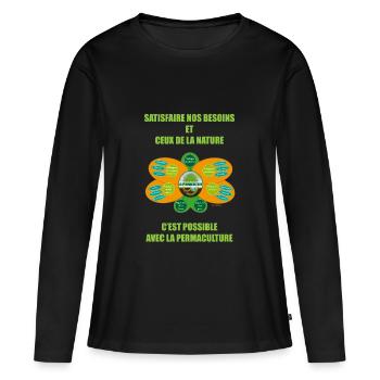 Ethik und Prinzipien der Permakultur - Frauen Premium Bio Langarmshirt - Schwarz - Vorne - Julia (174cm)