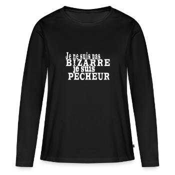 Je ne suis pas bizarre je suis un pêcheur - T-shirt manches longues Premium bio Femme - noir - Devant - Julia (174cm)