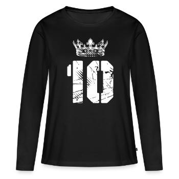 Couronne de 10 chiffres - T-shirt manches longues Premium bio Femme - noir - Devant - Julia (174cm)
