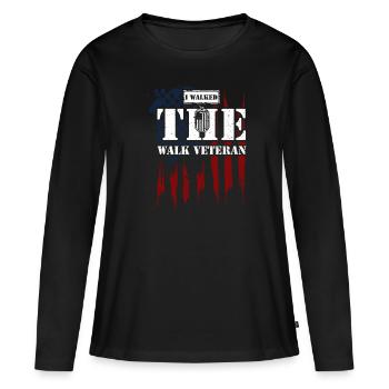 J’ai marché sur le vétéran de la marche - T-shirt manches longues Premium bio Femme - noir - Devant - Julia (174cm)