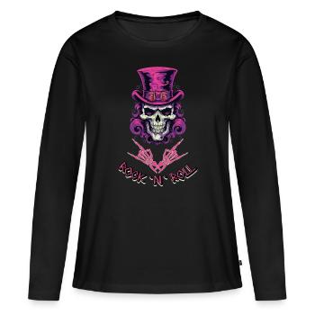 Rock n Roll Skull - Women's Premium Organic Long Sleeve Shirt - black - Front - Julia (174cm)