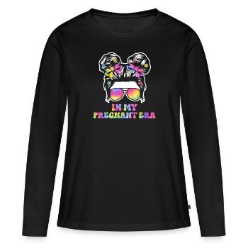 Schwangerschaft Schwanger Baby Familie Frauen - Frauen Premium Bio Langarmshirt - Schwarz - Vorne - Julia (174cm)