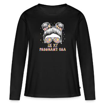 Schwangerschaft Schwanger Baby Familie Frauen - Frauen Premium Bio Langarmshirt - Schwarz - Vorne - Julia (174cm)