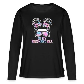 Schwangerschaft Schwanger Baby Familie Frauen - Frauen Premium Bio Langarmshirt - Schwarz - Vorne - Julia (174cm)