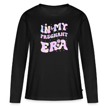 Schwangerschaft Schwanger Baby Familie Frauen - Frauen Premium Bio Langarmshirt - Schwarz - Vorne - Julia (174cm)