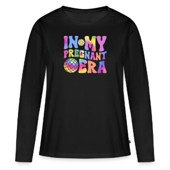 Schwangerschaft Schwanger Baby Familie Frauen - Frauen Premium Bio Langarmshirt - Schwarz - Vorne - Julia (174cm)