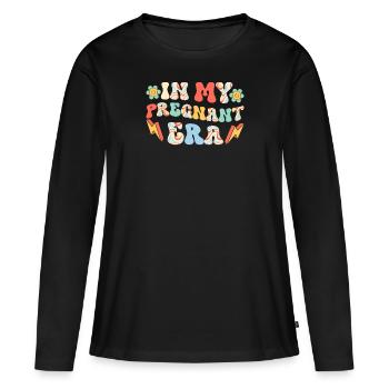 Schwangerschaft Schwanger Baby Familie Frauen - Frauen Premium Bio Langarmshirt - Schwarz - Vorne - Julia (174cm)