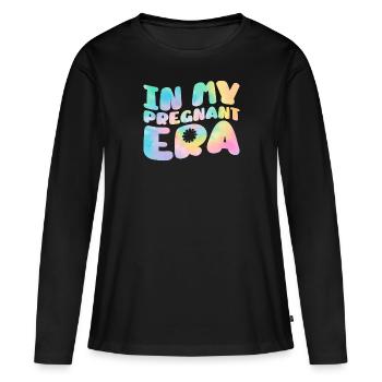 Schwangerschaft Schwanger Baby Familie Frauen - Frauen Premium Bio Langarmshirt - Schwarz - Vorne - Julia (174cm)