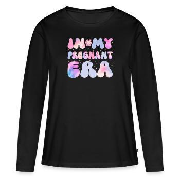 Schwangerschaft Schwanger Baby Familie Frauen - Frauen Premium Bio Langarmshirt - Schwarz - Vorne - Julia (174cm)
