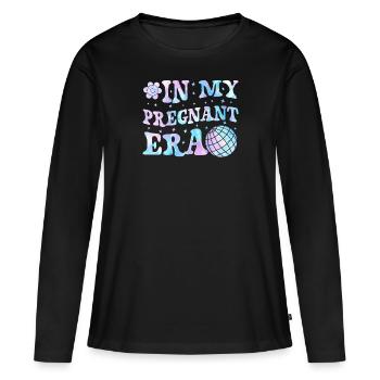 Schwangerschaft Schwanger Baby Familie Frauen - Frauen Premium Bio Langarmshirt - Schwarz - Vorne - Julia (174cm)